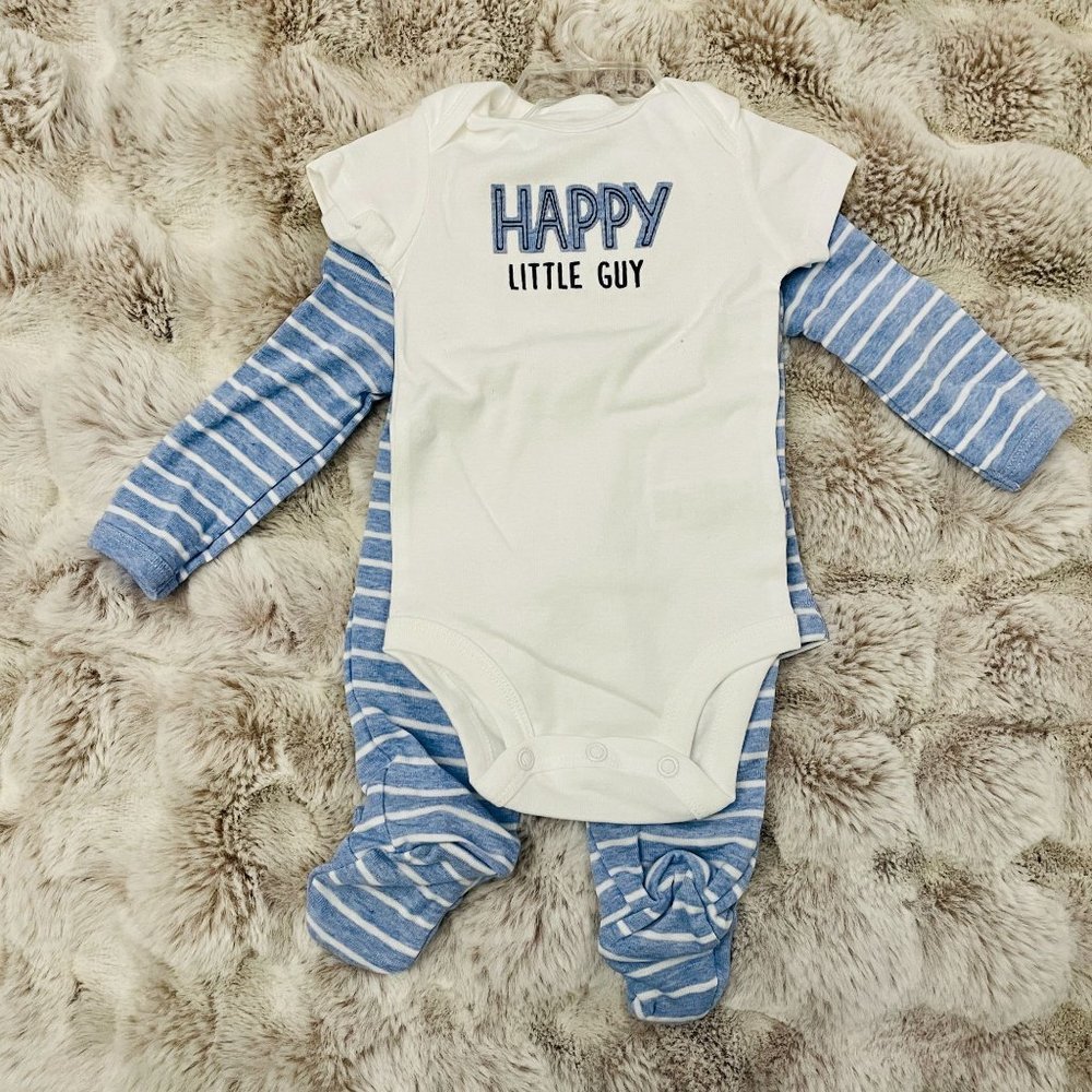 Child of Mine 3 pc outfit Happy Little Guy - 0-3 months - French Bulldog